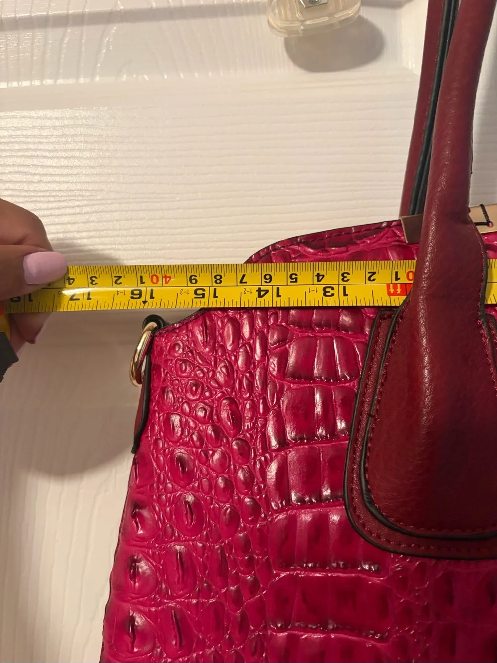 Michael Kors Fuchsia Croc-Embossed Tote with Dark Berry Handles + A GIFT 🎁